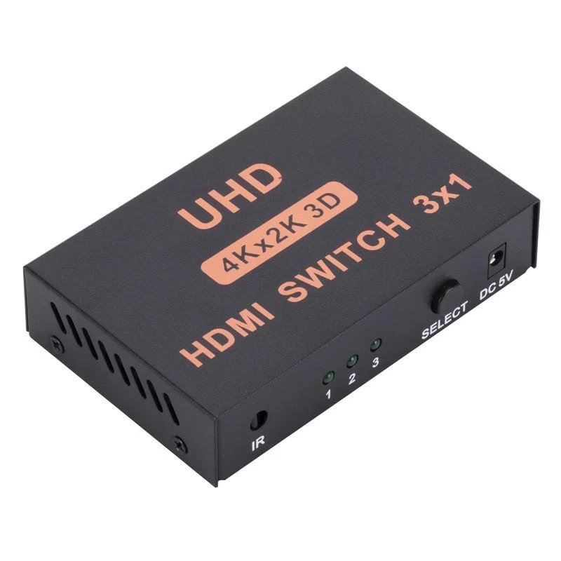 HDMI Switch 4K Splitter 3 Port Selector Switcher Hub IR Remote HDTV 3 In 1 Out - Image 4 of 4