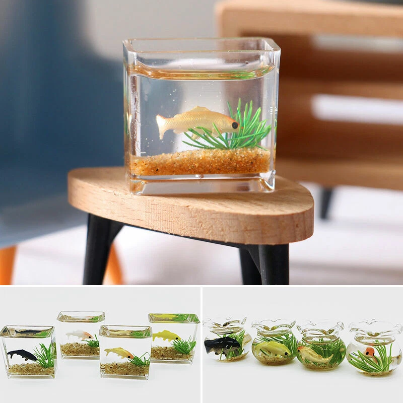 1:12 Scale Mini Fish Tank Model Dolls House Miniature Aquarium Accessories