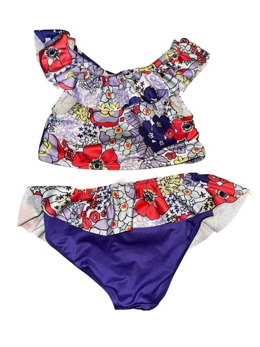 Girls Harper Canyon Floral Ruffle Bikini Set Size 7 Kids Bathing Suit Cute Pool - Picture 2 of 5
