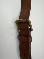Genuine Leather Crossbody Bag Strap Brown Adjustable Antique Brass Clips