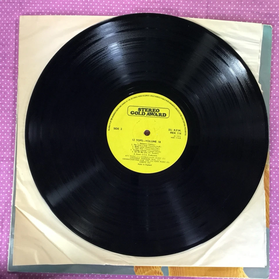 12 Tops: Volume 18 (1973) vinyl LP Stereo Gold Award Records MER 114 1970s Pop - Image 4 of 4