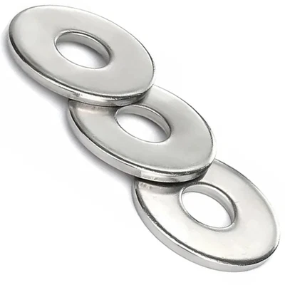 SS8 Penny Washers | Large Extra Wide Flat Repair Washers Form G | Steel with Bright