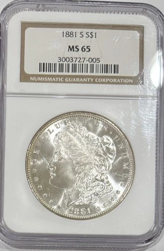 1881 s morgan silver dollar ngc ms65