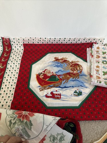 Vintage Weihnachten Stoff Sortiment 6 Weihnachtsmann/Schlitten Platten, 1 Yard Vintage Fab - Bild 2 von 9