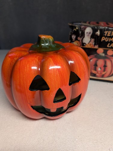 Lanterna vaso zucca terracotta portacandele retrò decorazione Halloween T17 - Foto 2 di 19