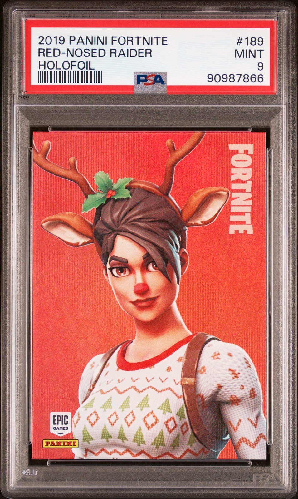 Red-Nosedaider #189 2019 Panini Fortnite trading card — raw and PSA graded price guide