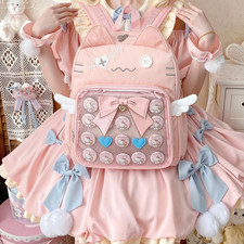 CatFace ita backpack, pin display bag, clear window ita bag