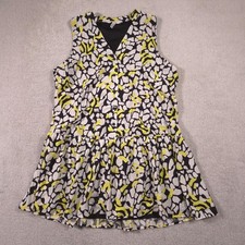 Nine West Dress Womens Large Multicolor Animal Print Sleeveless V Neck Swing