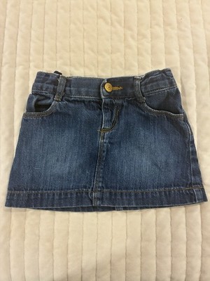 Old Navy Girls 2T Blue Denim A-Line Skirt Short Elastic Waist Pockets Button