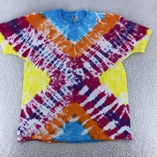 Vintage Tie Dye Spiral Shirt Mens Medium X Blank Single Stitch 90s Made In USA
