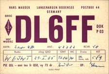 QSL DL6FF 1965 Langenargen Baden Wurttemberg Germany Hans Mauder DARC sku671