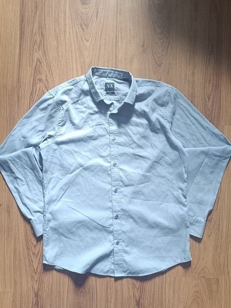 Men Armani Shirt Grey Cotton 40