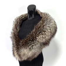 SAGA FOX Silver Fox Real Fur Shawl Wrap Stole Women Luxury Timeless Elegant