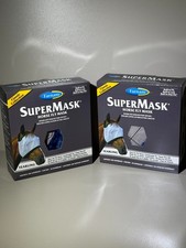 Farnam SuperMask Horse Fly Mask 2-Pack Yearling Navy Blue Gray NIB Classic Style