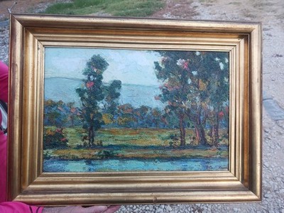 HARRY LOUIS FREUND OIL PAINTING ON MASONITE ( WPA Artist)