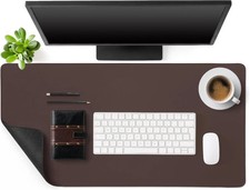 Genuine Leather Desk Mat Large Desk Pad Non Slip Leather Table Protector with S