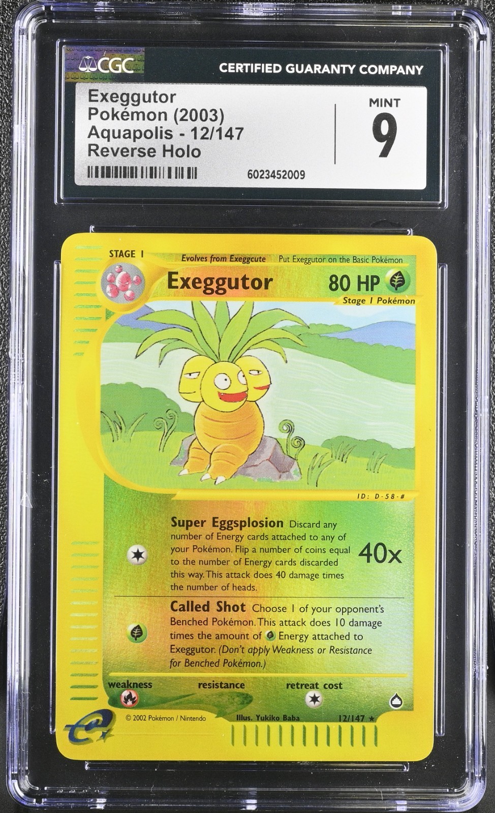 CGC 9 Exeggutor Reverse Holo 12/147 Aquapolis Pokemon 2003
