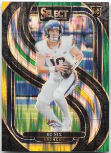 2024 Panini Select #117 Bo Nix Green & Yellow Prizm Shock RC