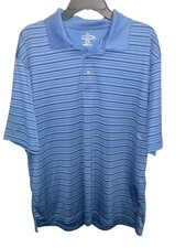 Champions Tour XL Golf Polo Shirt Steel Blue Black Striped Pro Logo Short Sleeve
