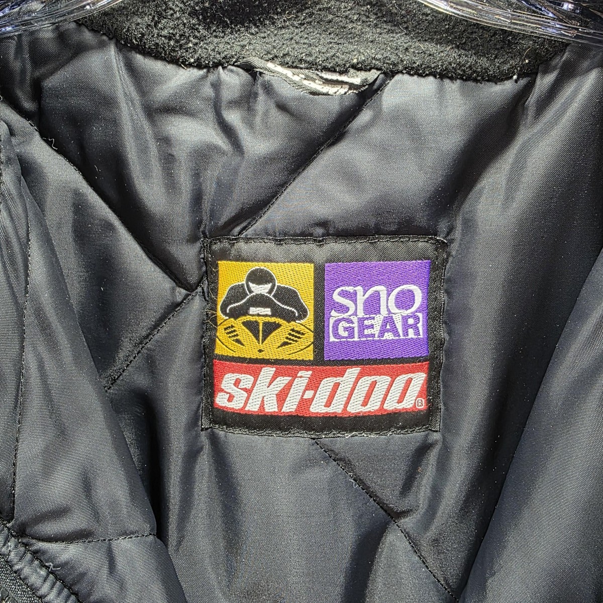 VINTAGE Ski-Doo Jacket Mens Large Black Red Purple Flag SNO GEAR