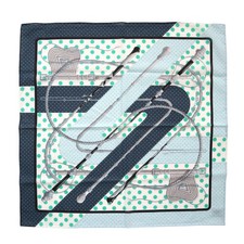 HERMES Clic Clac Carre 40 Cotton Scarf Handke...
