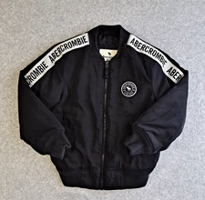 ABERCROMBIE KIDS Size 5/6 Black Bomber Baseball Y2K Jacket Logo Sleeve Retro
