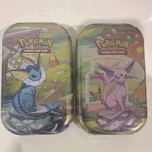 2x Sealed Prismatic Evolutions 2 Mini Tins Vaporeon & Espeon