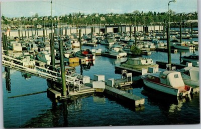 Postcard WA Everett - Boat Basin at 14th Street