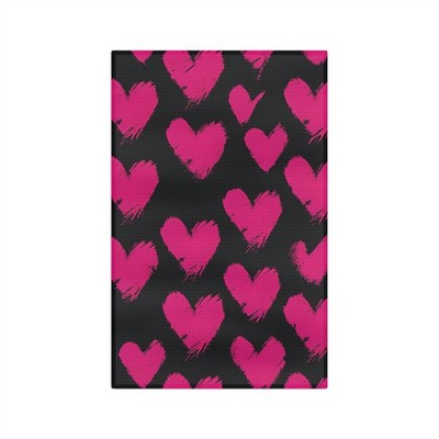 Hot Pink Brushstroke Hearts Tea Towel | Heart Pattern Kitchen Towel 