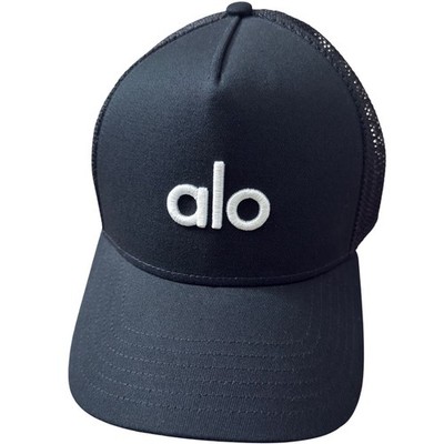 Alo Yoga Off-Duty Trucker Hat Black White Logo Snapback Mesh Cap