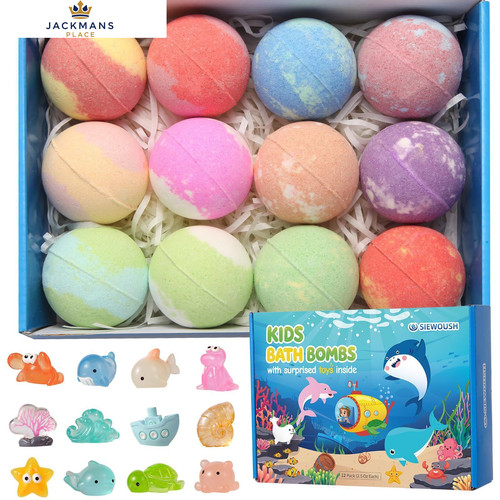 Bath Bombs for Kids with Surprised Toys - 1 1 count (Pack of 12), Colorful