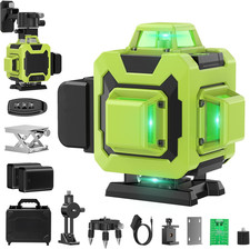 Livella Laser Autolivellante 360° – 16 Linee Verdi, 4×360°, Alta Visibilità, 2 B