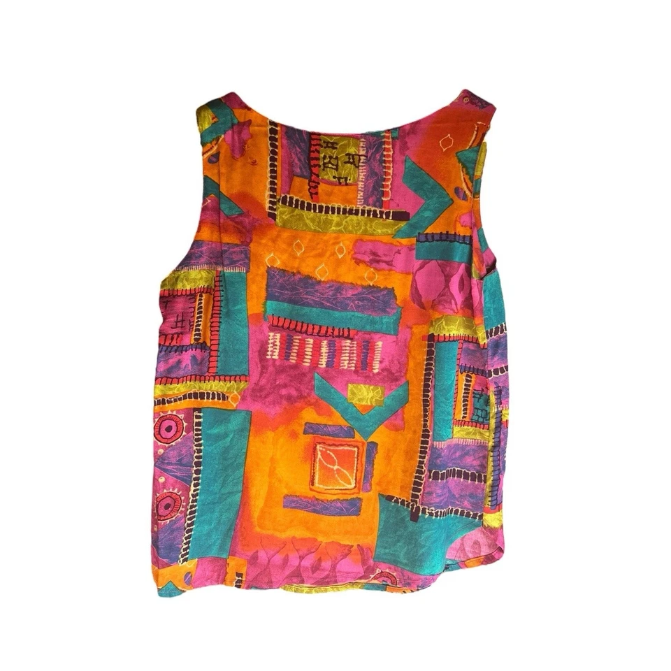 Vintage 80s Georgiou Studio Colorful Sleeveless Tank Top Size 6P - Image 4 of 4