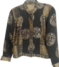 VTG Asian Style Reversible Silk Blend Jacket Mandarin Collar Snap Closure