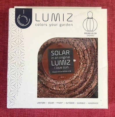 Lumiz Kupfer 20 cm runde Sashiko Solar hängende Outdoor Garten Laterne - Neu