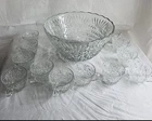 Vintage Anchor Hocking Arlington Punch Bowl Set w/ 13 Cups