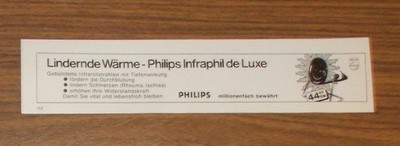 Seltene Werbung PHILIPS Infraphil de Luxe Infrarot Licht Lampe - Wärme 1972