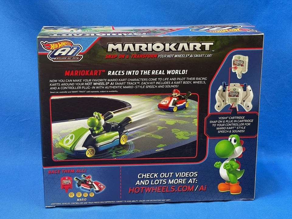 Hot Wheels Ai Mario Kart Yoshi Smart Car Body & Cartridge Kit - New - Image 4 of 4