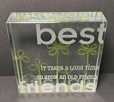 Best Friends, Etched Glass Crystal Reflections Paperweight Decor Seagull Studios