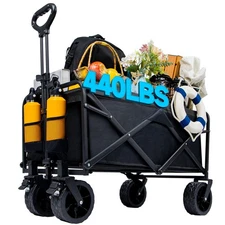 Collapsible Foldable Wagon, Heavy Duty Folding Utility Garden Cart Wagon for ...