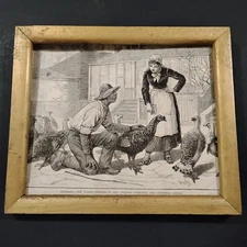 LOUISIANA TURKEY PEDDLER Antique Print & Frame. Printed Art. Black & White