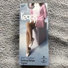 L'eggs Women's Striped 360 Contour Sheer Tights - Chalk White XXL: High Waisted