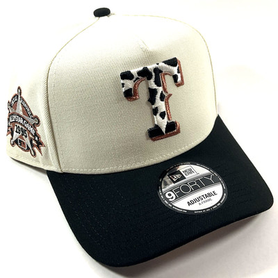 New Era Texas Rangers Exclusive Cream COW CATTLE 9FORTY A-Frame Snapback Hat Cap