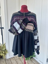 Free People Cozy Cottage Knit Tunic Sweater in Black Combo Womens Size Medium