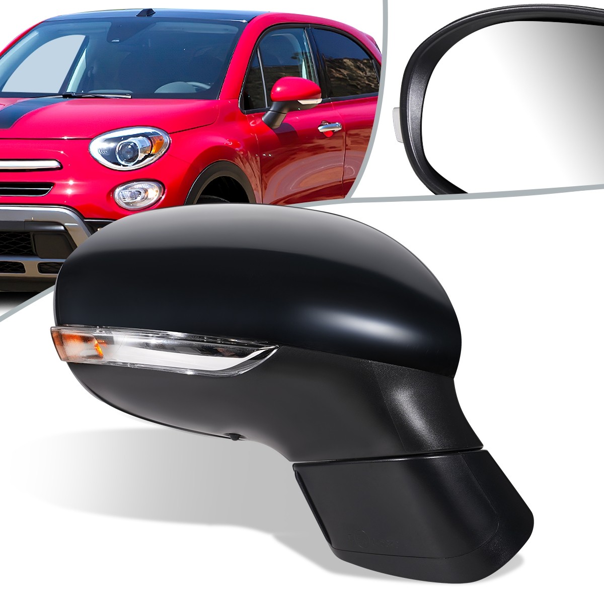 DPT Motorsports Driver Side Mirror For 2016-2020 Fiat 500X – Heated, Power, Turn Signal, Black – Direct Fit
