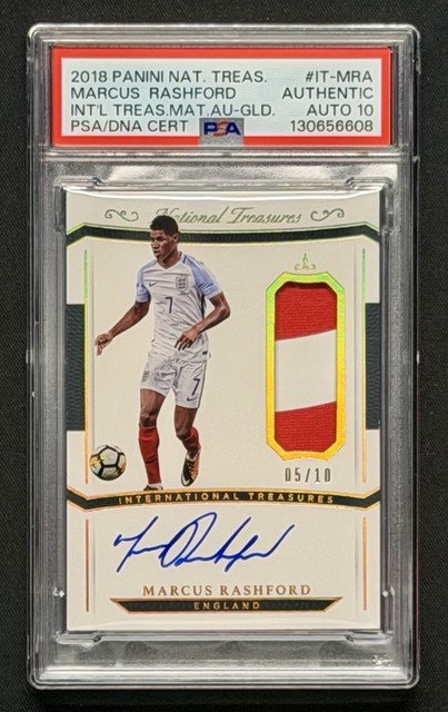 2018 Panini National Treasures Match-Worn Patch On-Crd Auto Marcus Rashford GOLD