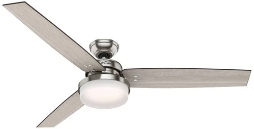 60" Hunter Sentinel Brushed Nickel LED Ceiling Fan with Remote - Picture 2 of 10