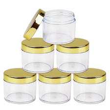 Beauticom 2oz/60g/60ml High Quality Acrylic Container Jars - Clear with Gold Lid