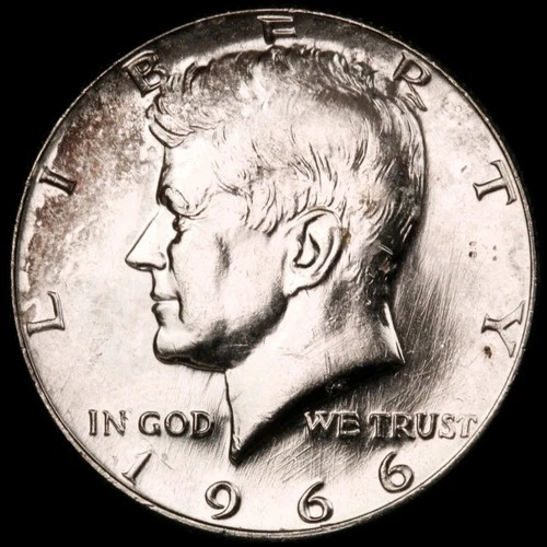 1966 Silver Kennedy Half Dollar - Choice Gem BU Lustrous - Heavy Die Scratches