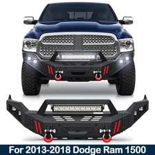 Steel Black Front Bumper For 2013-2018 Dodge Ram 1500 Wd-rings Sensor Holes